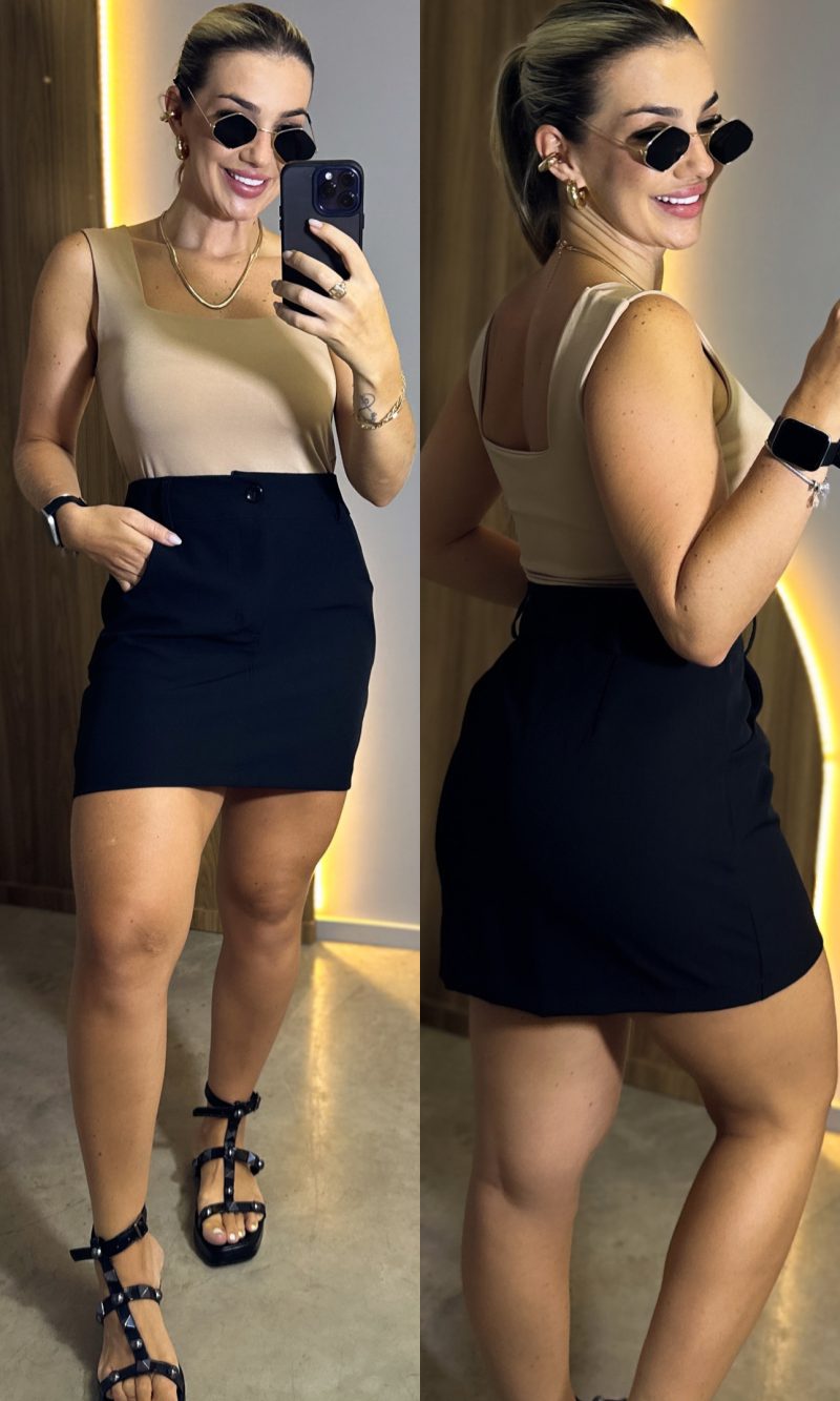 saia alfaiataria preto liso