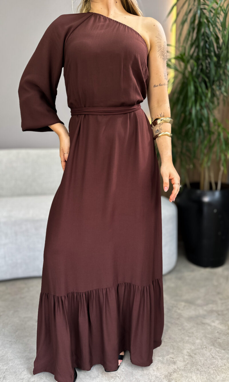 vestido lorena marrom