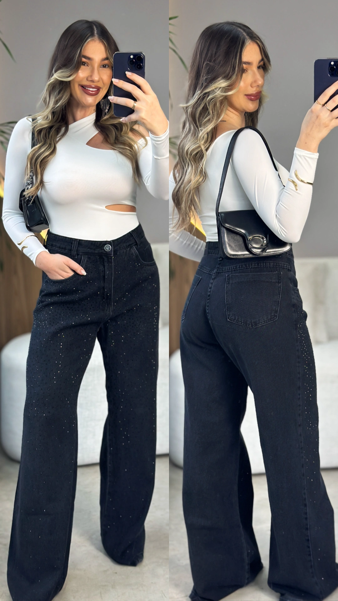calça wide leg pedraria calça wide leg pedraria