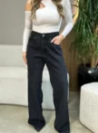 calça wide leg pedraria