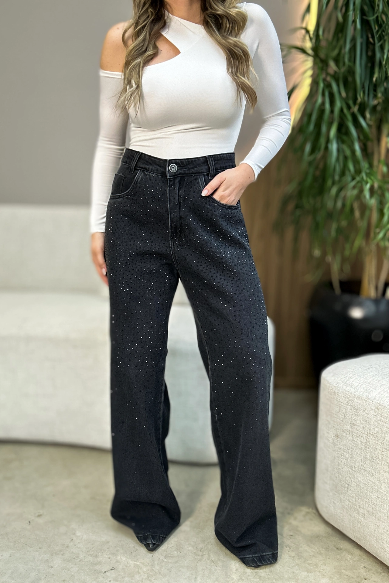 calça wide leg pedraria calça wide leg pedraria