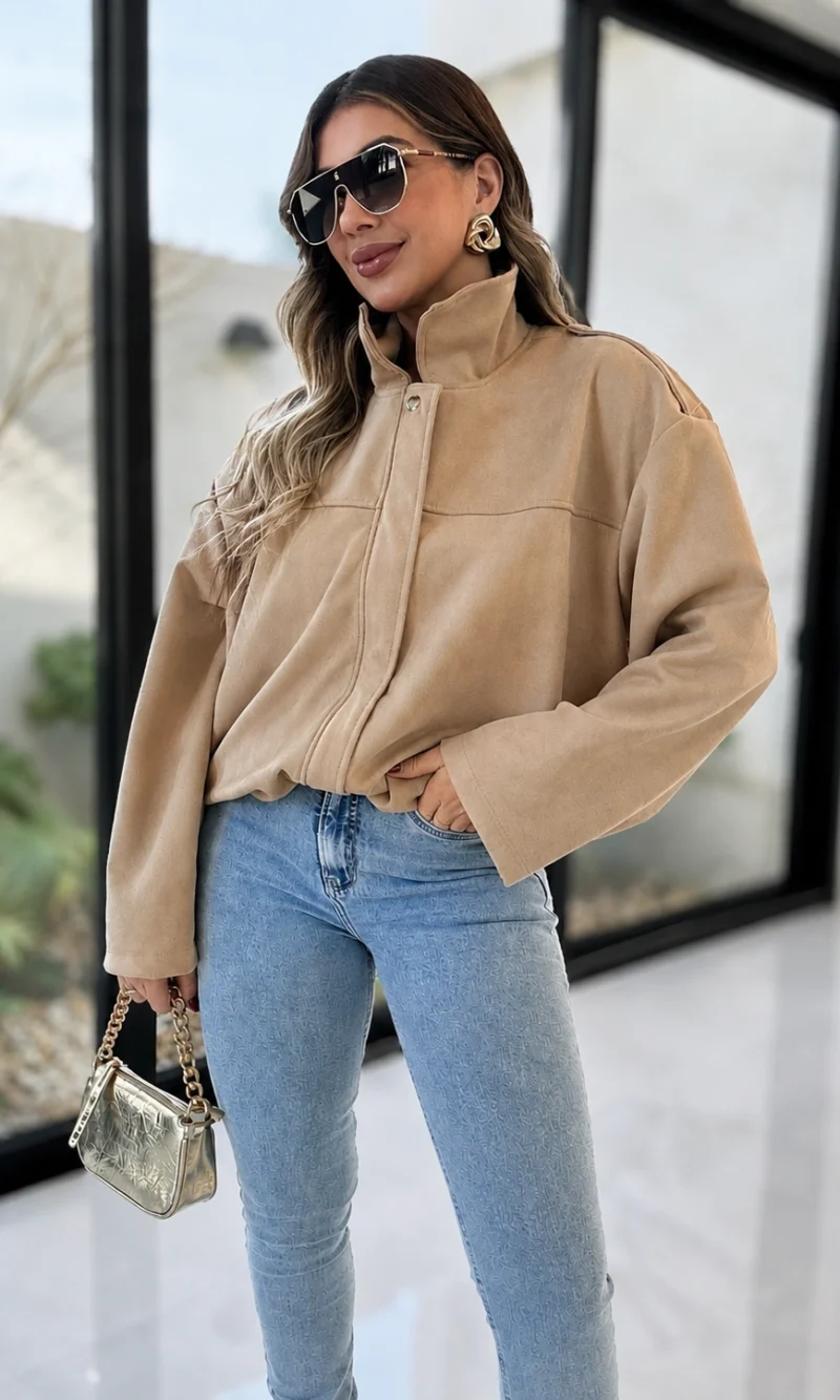 jaqueta suede zara preto