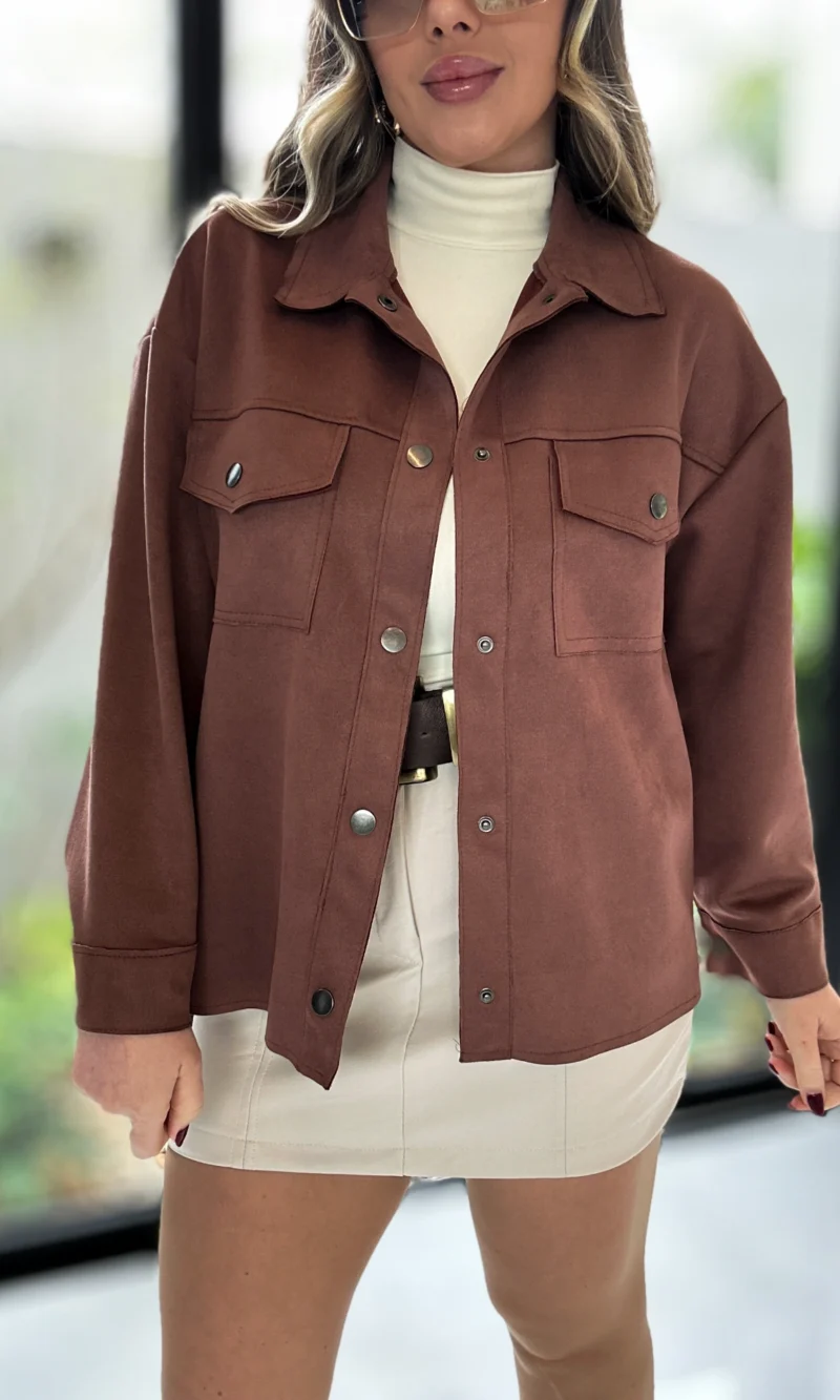 camisa suede brenda preto