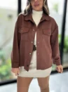 camisa suede brenda preto