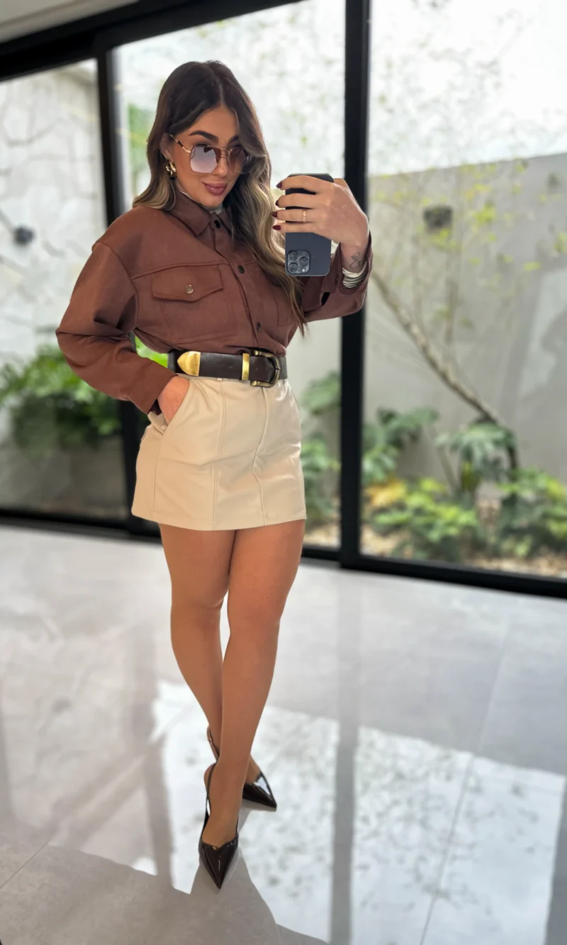 camisa suede brenda preto