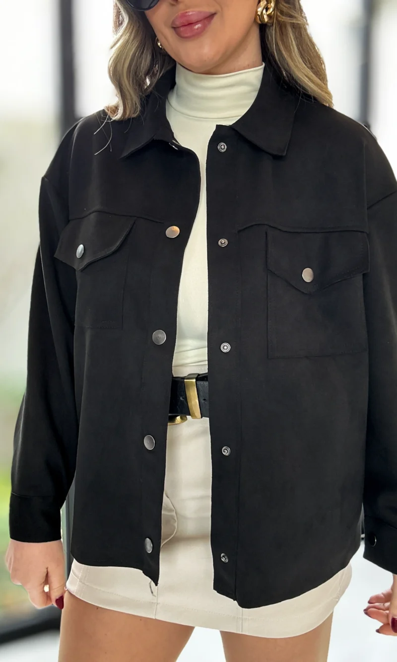 camisa suede brenda preto