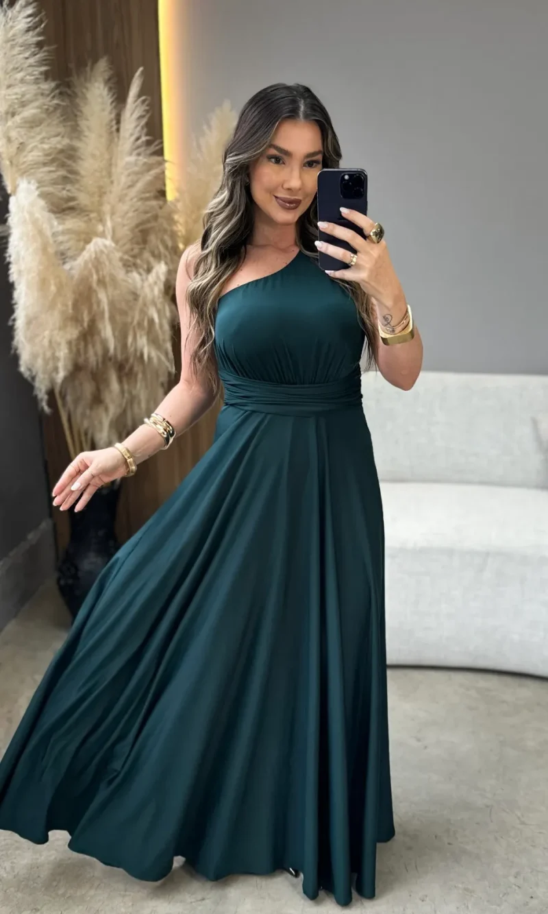 vestido rose verde